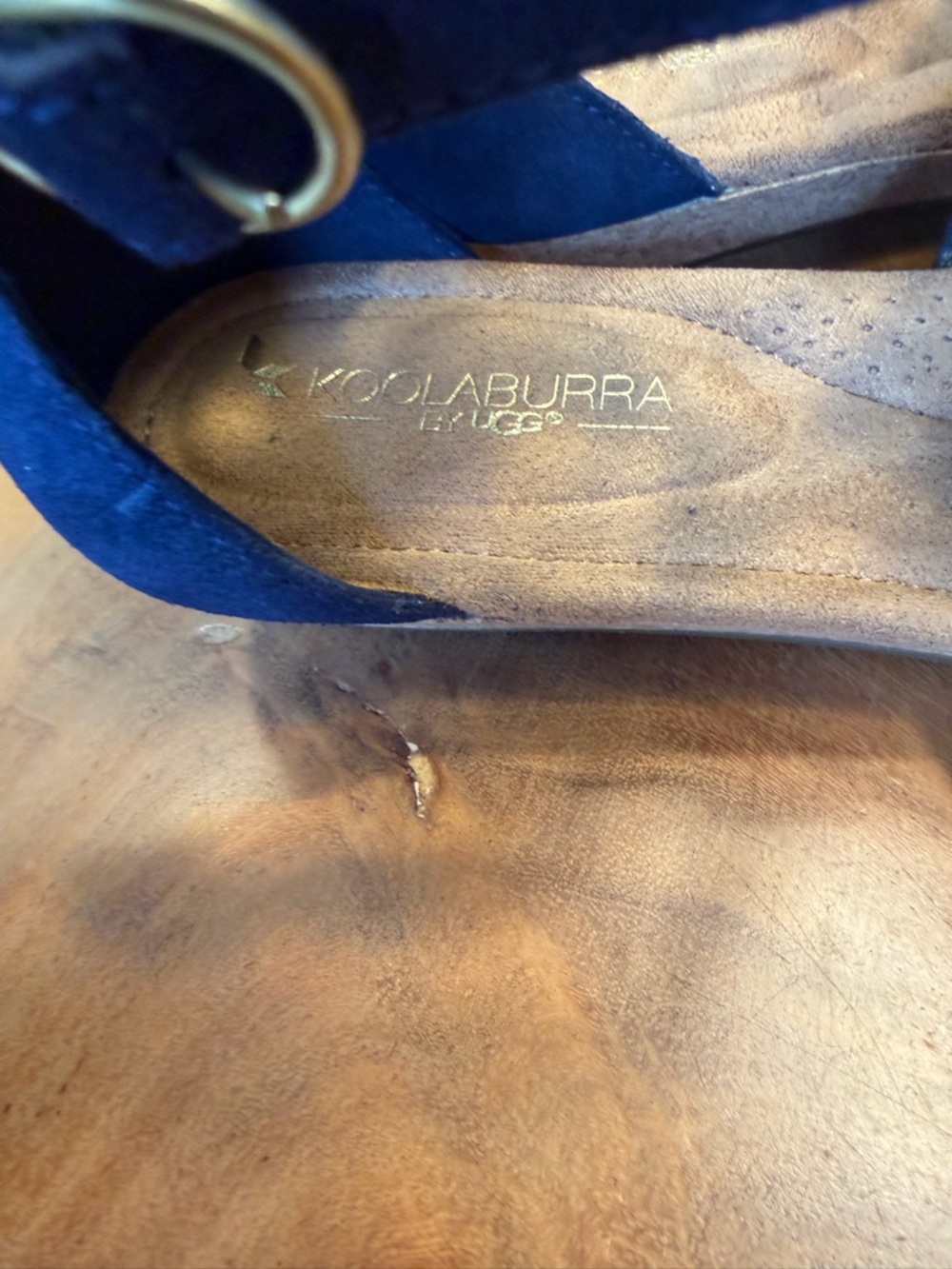 Koolaburra By UGG Coastal Chic Navy Leather Cork Wedge Sandals (EUC) - Picture 9 of 14